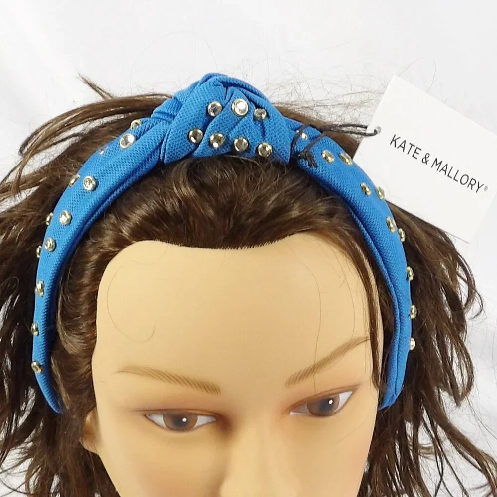 Kate & Mallory Set OF 2 Headbands with Clear Stone Accents Blue & Black NWT